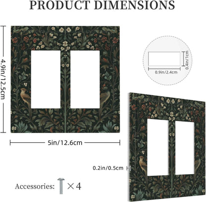 Decorative Outlet Covers Vintage Morris Colorful Flower Green Leaf 2 Gang Double Gfci Rocker Electrical Wall Panels Light Switch Cover Plate For Bed Room Living Room Decor