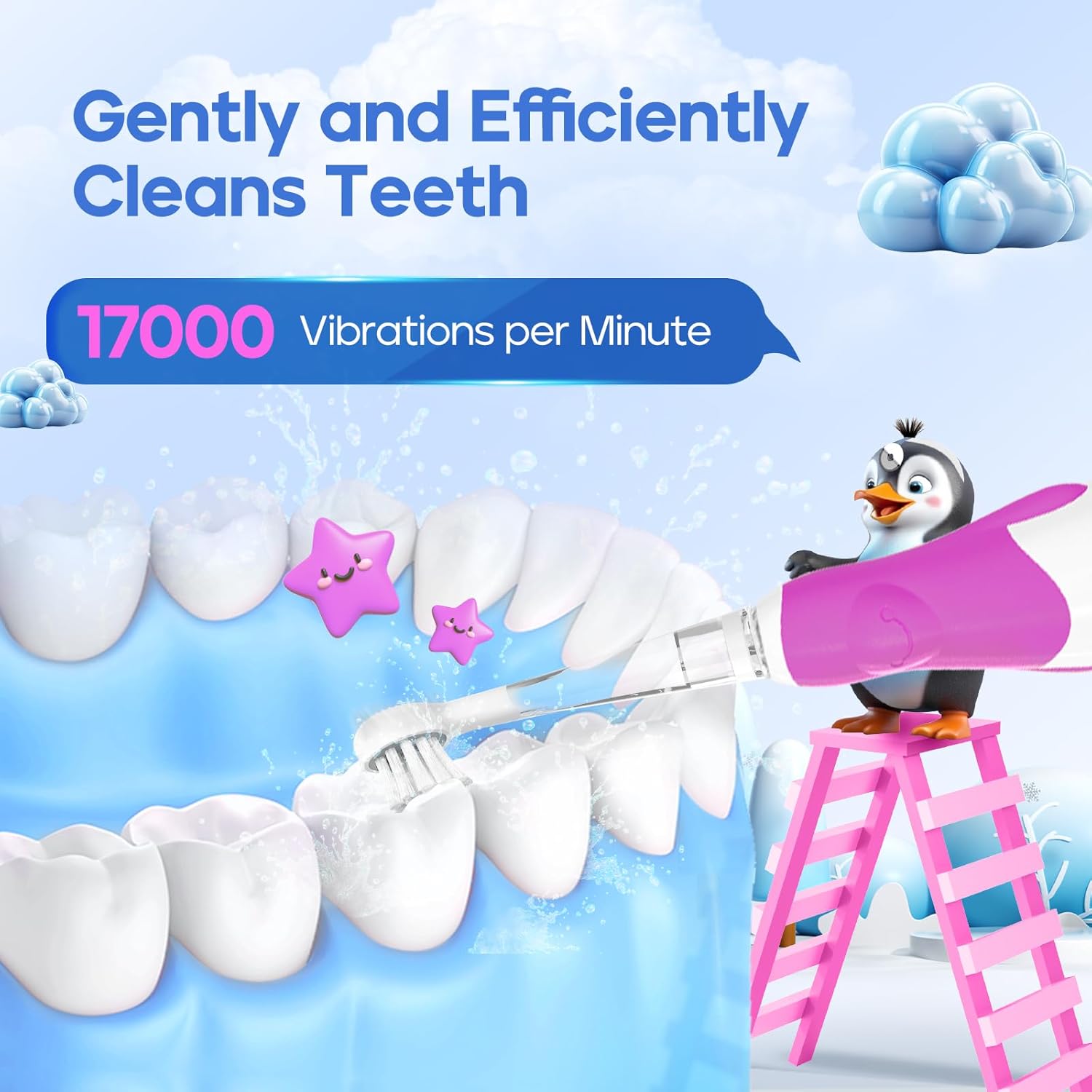 SEAGO Toddler Electric Toothbrushes for Baby Ages 0-3 Years, Baby Toothbrush with Smart Timer and