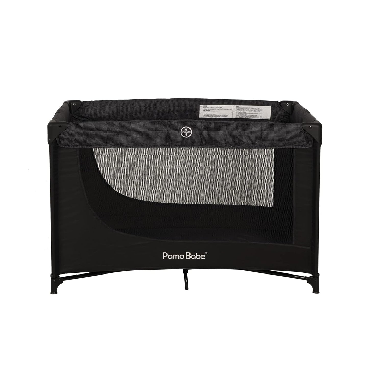 Pamo Babe Portable Crib Baby Playpen with Mattress and Carry Bag (Black)