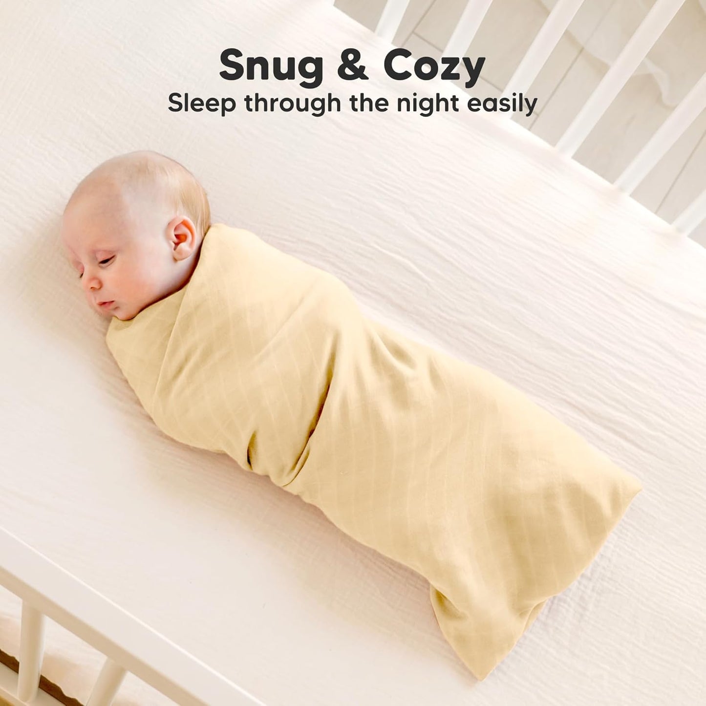 4-Pack Muslin Swaddle Blankets for Boys, Girls - Organic Baby Swaddles for Newborns, Soft &