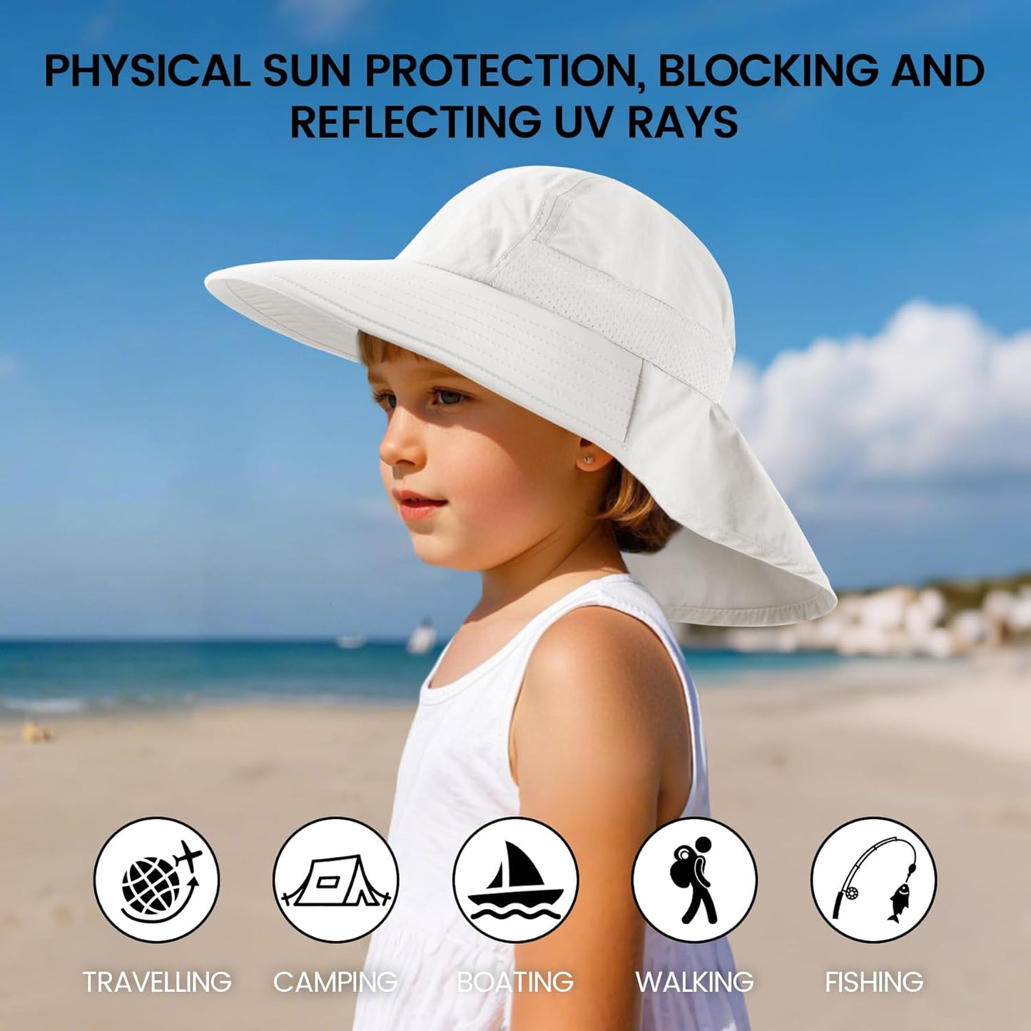 Baby Sun Hat with Neck Flap for Sun Protection Toddler Beach Hat UPF 50+ Outdoors 0-6 Years Boys Girls