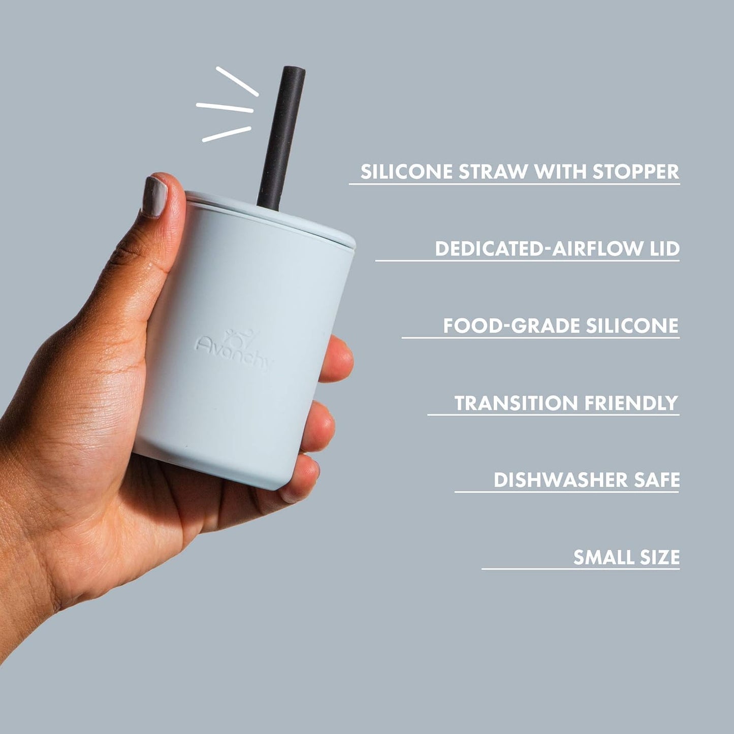 Avanchy Silicone Training Sippy Cup with Straw Lid – Tiny Cup for Babies 6+ Months to Toddlers 1 Year Old – 5 oz Infant Water Cup for Baby Led Weaning, Green