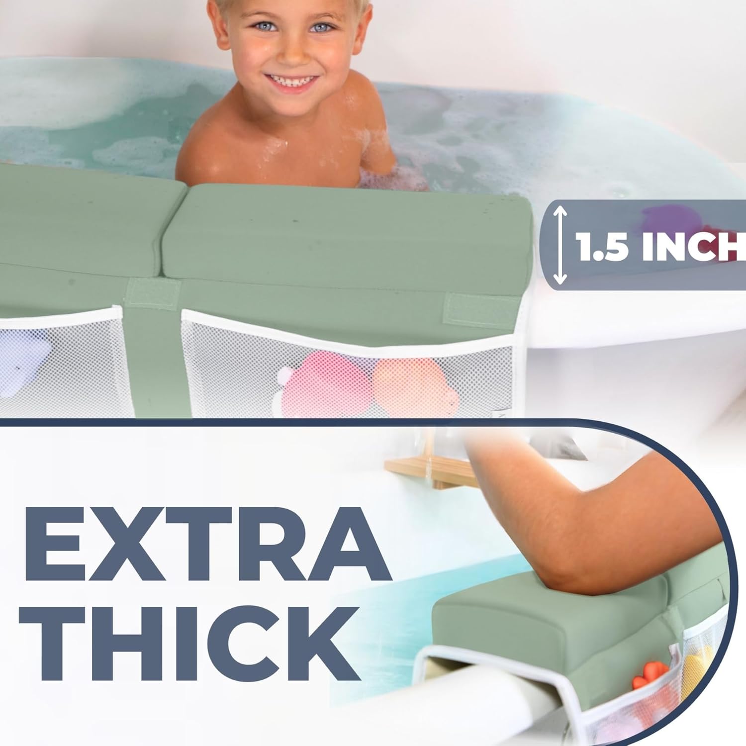 Comfortable Baby Bath Kneeler and Elbow Rest Pad Set – Thick Memory Foam Bath Kneeling Pad with