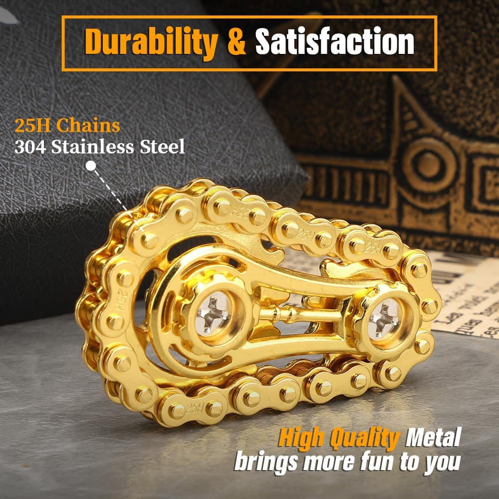 Fidget Chain Gear Toy, Metal Hand Roller Fidget Spinner for Kids Adults, Metal Assemble Sprockets