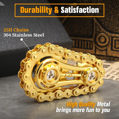 Fidget Chain Gear Toy, Metal Hand Roller Fidget Spinner for Kids Adults, Metal Assemble Sprockets
