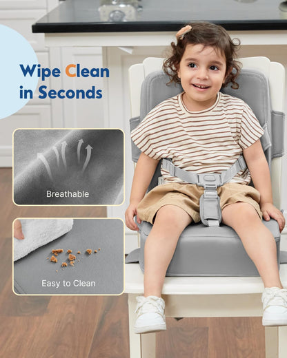 HOMEAL Booster Seat for Kitchen Chair - Compact Toddler Dining Seat with Easy-Install Straps &