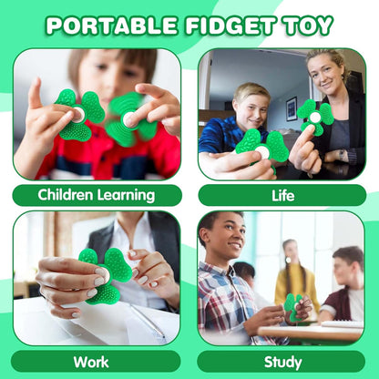 Fidget Spinners for Kids, Trefoil Fidget Toys Adults Sensory Stone, Green Textured Worry Stone Boys Girls, Office Desk Sensory Toy Classroom Prize Gifts