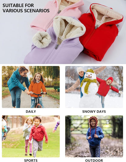 Gihuo Unisex Boy's Girls Winter Warm Sherpa Lined Zip Up Sweatshirt Fleece Jacket Kid's Hoodie Outerwear