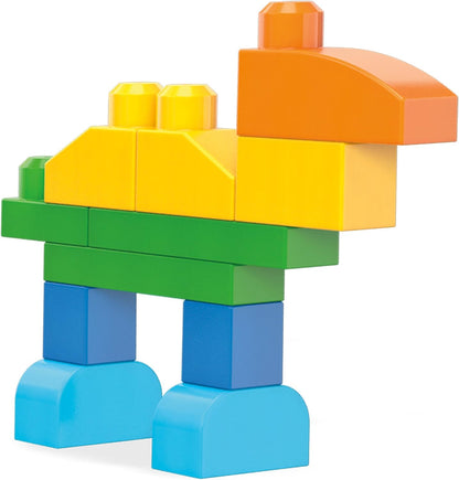 MEGA BLOKS First Builders Toddler Blocks Toys Set, Deluxe Building Bag with 150 Pieces and Storage, Blue, Ages 1+ Years