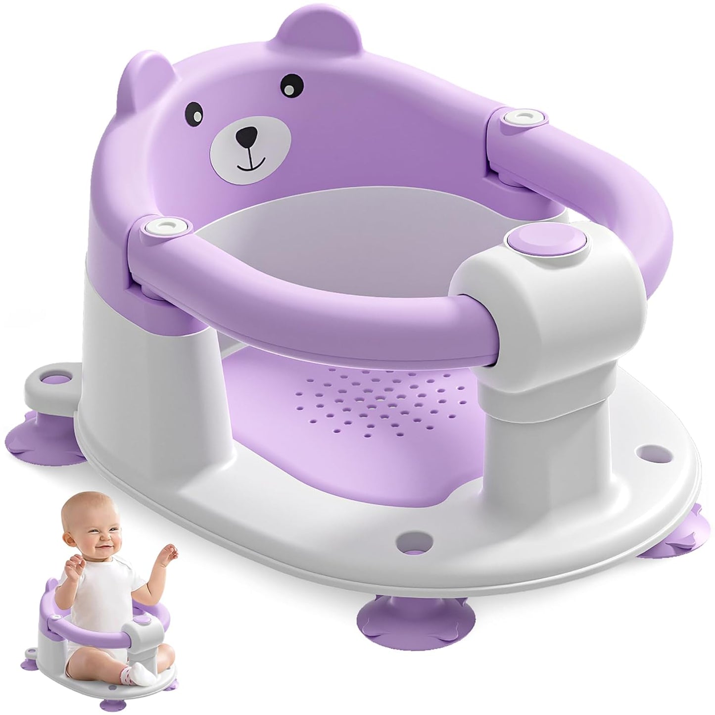 Baby Bath Seat for Babies 6 Months & up, Non-Slip Toddler Bath Seats for Babies Sitting Up, Safe
