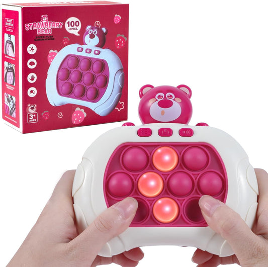 Pop Fidget Toys Handheld Game for Teens, Push Bubble Light up Puzzle Game Machine & Best Gifts for Kids, Quick Push Games Educational Sensory Toys, Stress Relief Party Favors Toy Age 3-12(Bear-S)