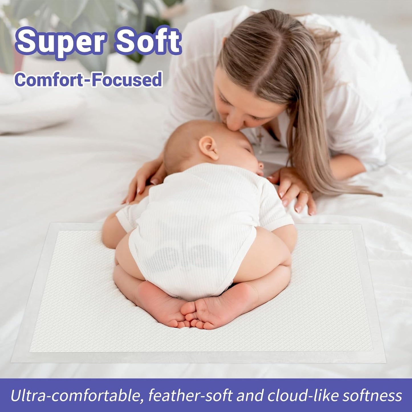 100 Pack Disposable Changing Pads for Baby [24" x 18"] Super Absorbency Disposable Underpads Large