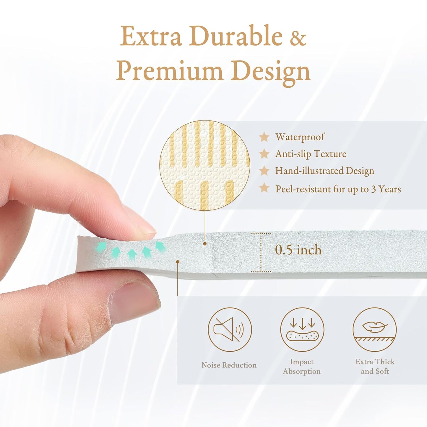 Premium Exercise & Baby Foam Play Mats - Stylish & Large Non-Toxic Odorless Floor Mat - 6 Tiles - Spacious 6ft x 4ft - Peel-Resistant Reinforced, Soft Thick, Waterproof - Ecru Linen