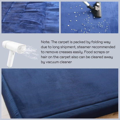 MAXYOYO Coral Velvet Area Rug, Thick Japanese Tatami Mat Living Room Carpet with Non-Slip Backing, Large Solid Color Mat for Bedroom Dormitory Yoga, Navy, 59 by 78 inch