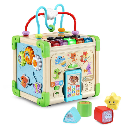 LeapFrog Touch and Learn Electronic Musical Light-Up Wooden Activity Cube Toy, Animal Themed, Ages