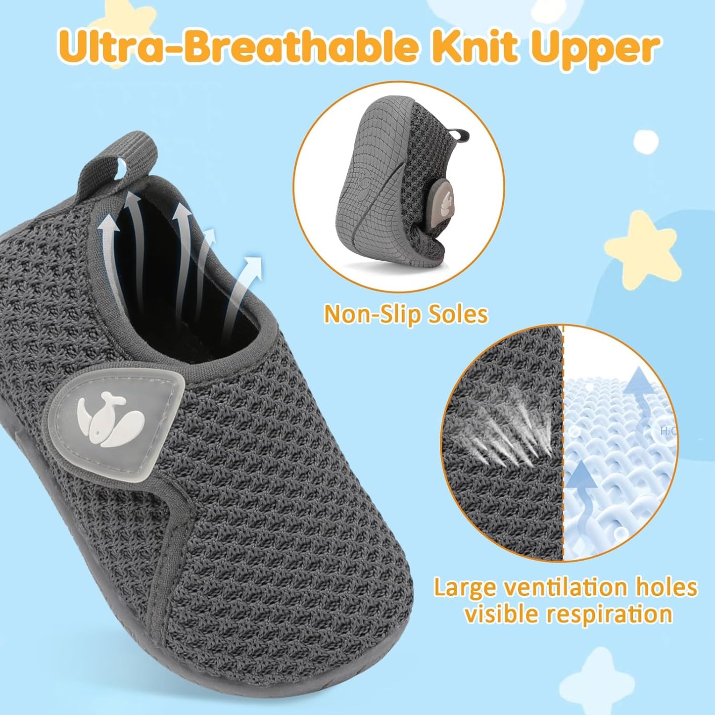 FEETCITY Toddler Walking Shoes Slip On Toddler Shoes Boys Girls Kids Sports Sneakers Casual School Shoes Barefoot Shoes