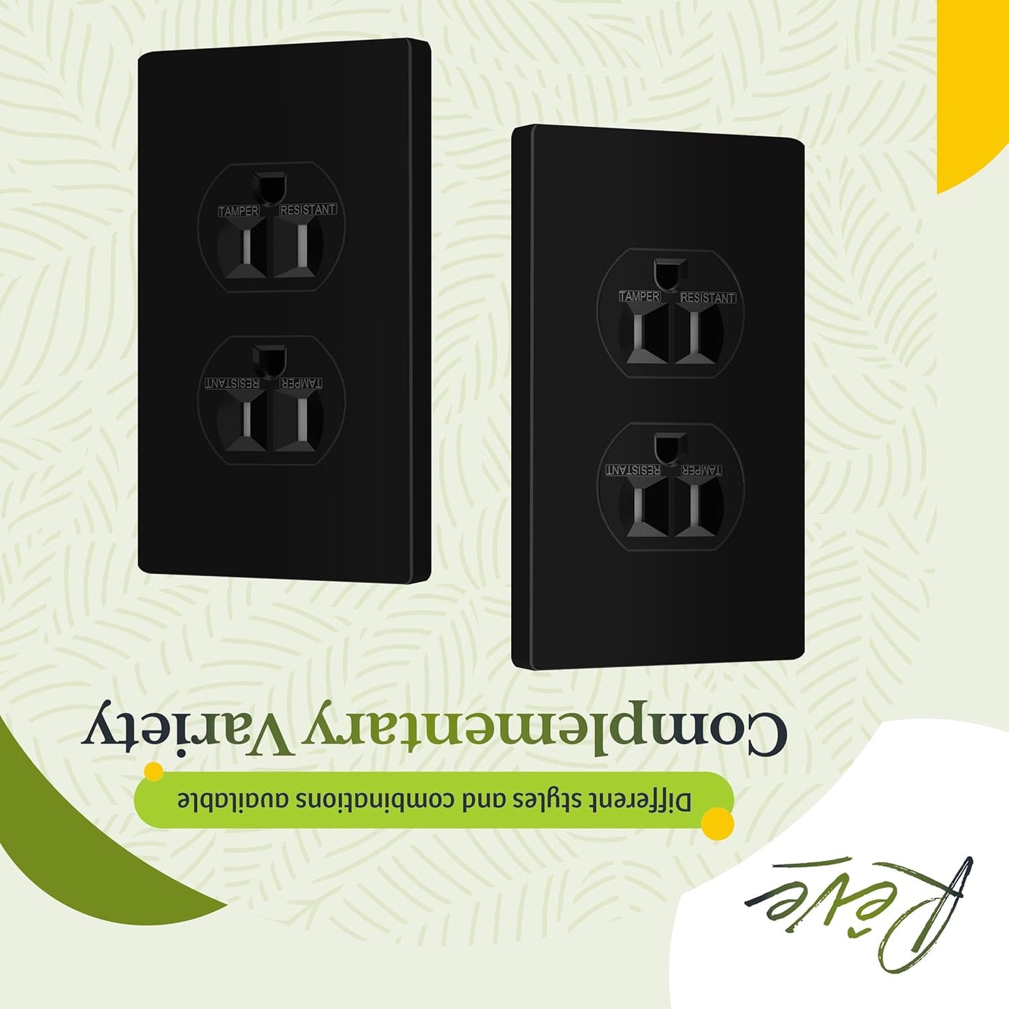 TG SP-S1-BK Duplex Outlet Receptacle Cover, Screwless Wall Plate, Standard Size, 1-Gang 4.68" x 2.93", Unbreakable Polycarbonate Thermoplastic, UL Listed, SP-S1-BK-10PCS, Black, 10 Pack
