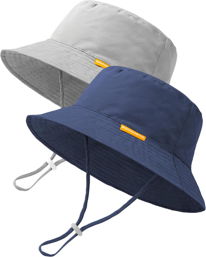 Baby Sun Hat Kids Summer UPF 50+ Toddler Bucket Hat Wide Brim Adjustable Beach Hats for Boys Girls Age 0-6 Years