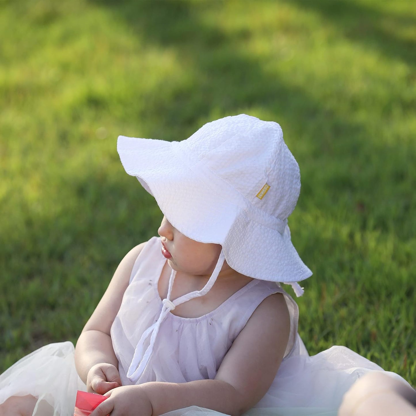 Baby & Toddler Wide Brim Sun Hats UPF 50+ Sun Protection Bucket Cap Cute Adjustable Hat in Seersucker