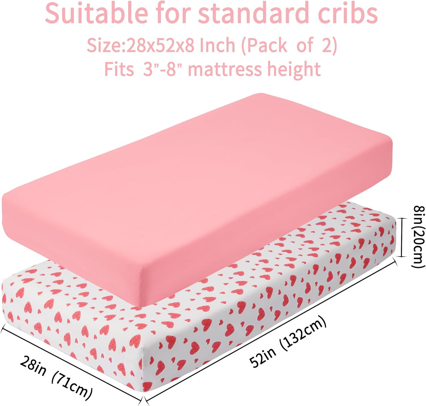 Baby Crib Sheets for Boys Girls, 2 Pack Fitted Crib Sheet for Standard Crib and Toddler Mattress