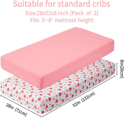 Baby Crib Sheets for Boys Girls, 2 Pack Fitted Crib Sheet for Standard Crib and Toddler Mattress