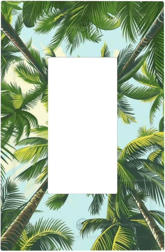 Summer Sky Coconut Palms Trees Green Plants Leaf Decorative Outlet Covers 1 Gang Single Rocker