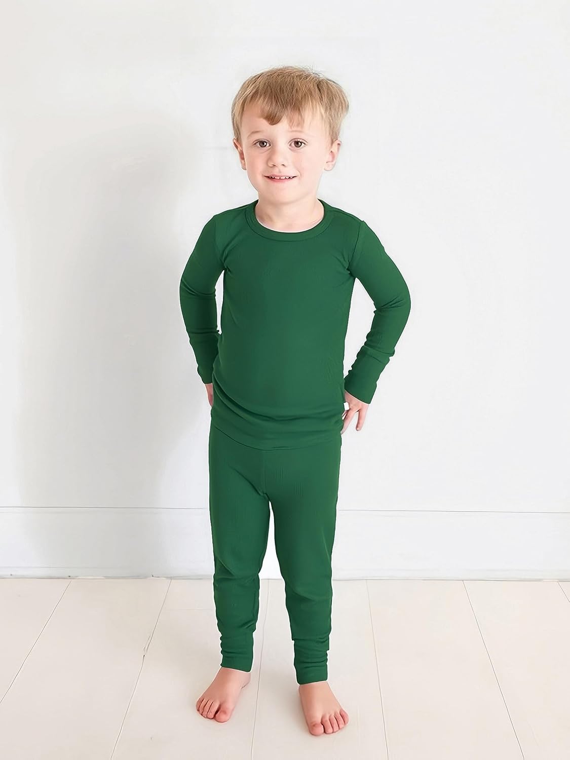 BABY 2T-10Y Toddler Kids Girls Boys Soft Comfy Viscose 2pcs Set Long Sleeve Plain Shirts and Pants Sets