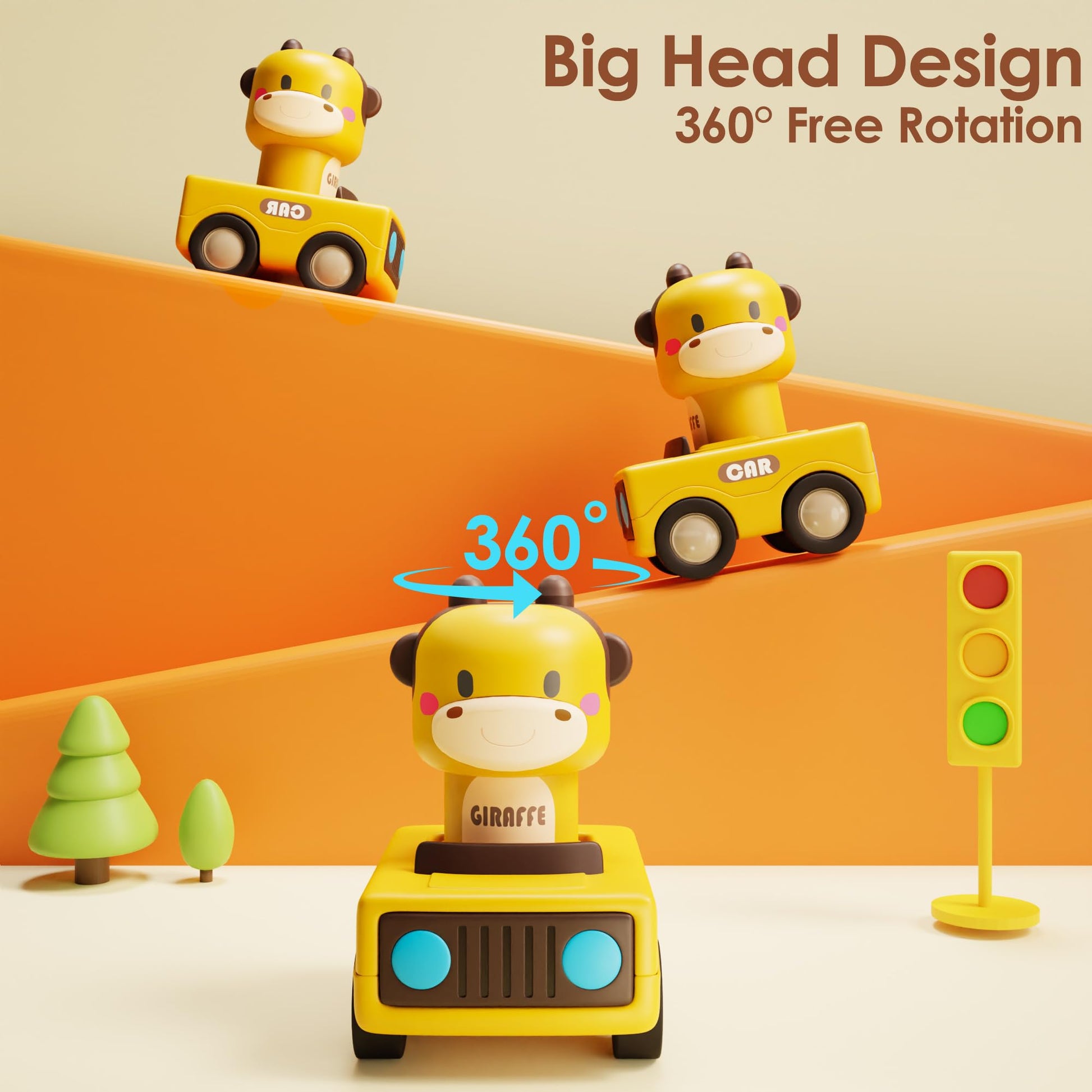 iPlay, iLearn Baby Press to Go Car Toys for Toddlers 1-3, 1 Yr Old Boy Gift