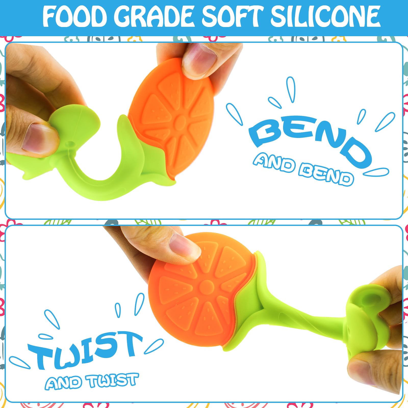 Teething Toys (5 Pack) - Tinabless Infant Teething Keys Set, BPA-Free, Natural Organic Freezer Safe