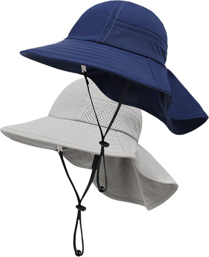 Toddler Baby Sun Hat Kids Summer UPF 50+ for Boys Girls Adjustable Beach Hats with Bucket Wide Brim Age 1-7 Years