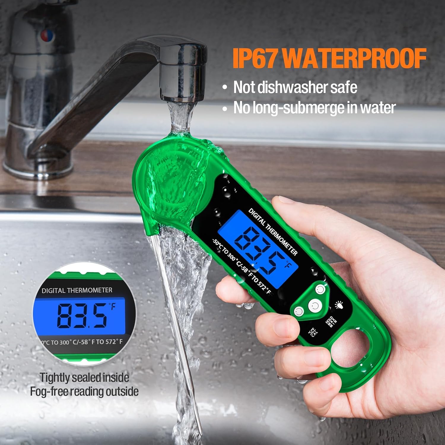 Digital Meat Thermometer for Grilling, Candy Thermometer Instant Read Food Thermometer Waterproof