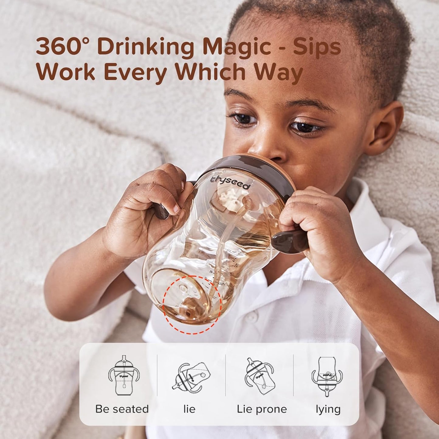 PPSU Weighted Straw Cup with Handles Toddlers Transition Bottles to Sippy Cups No Spill Learner Milk Water Baby Bottle Soft Silicone Spout Dishwasher Safe BPA Free 6+ Months 10oz/300mL 2 Pack