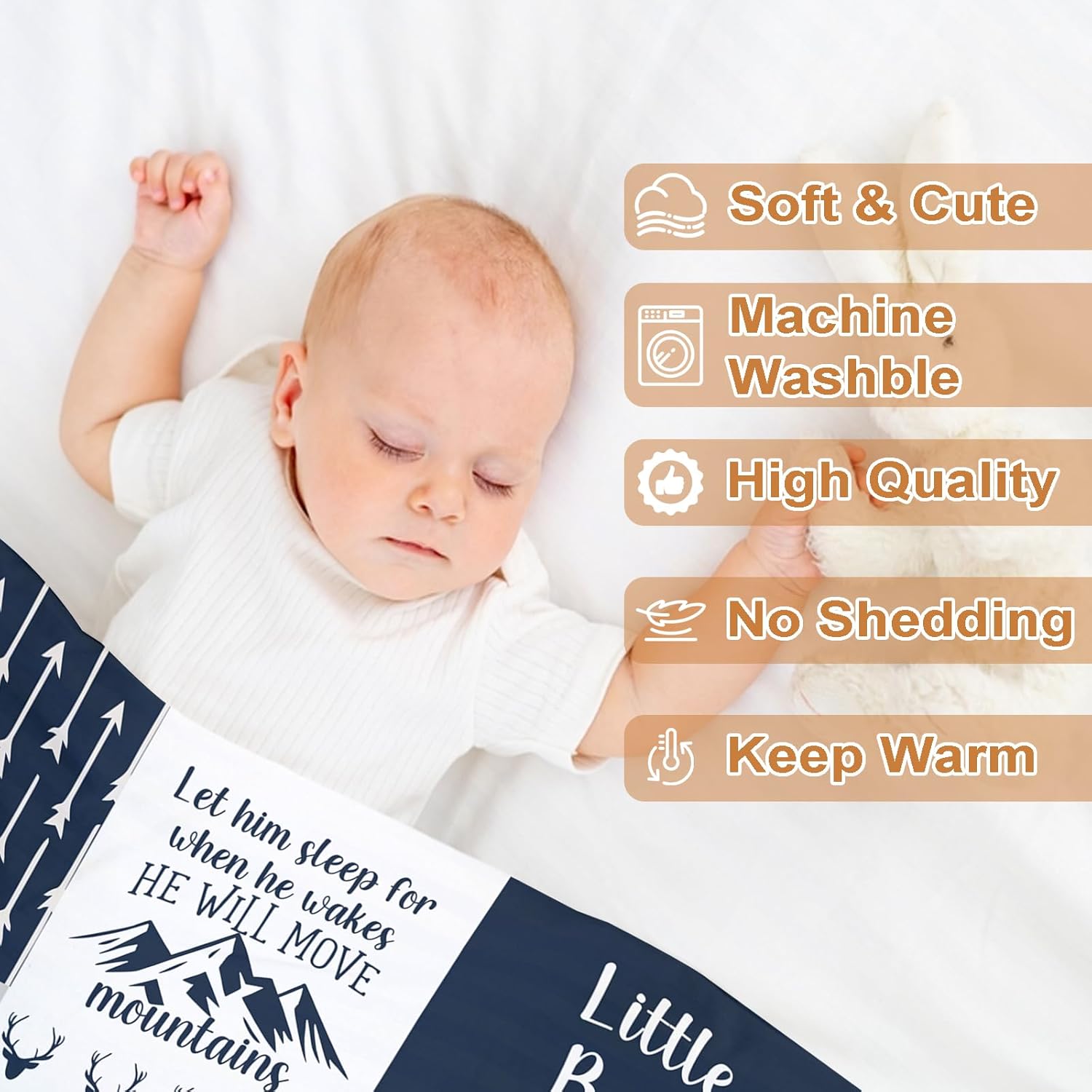Ship Next Day, Personalized Baby Blanket – Printed in USA, Custom Baby Blanket for Boys & Girls