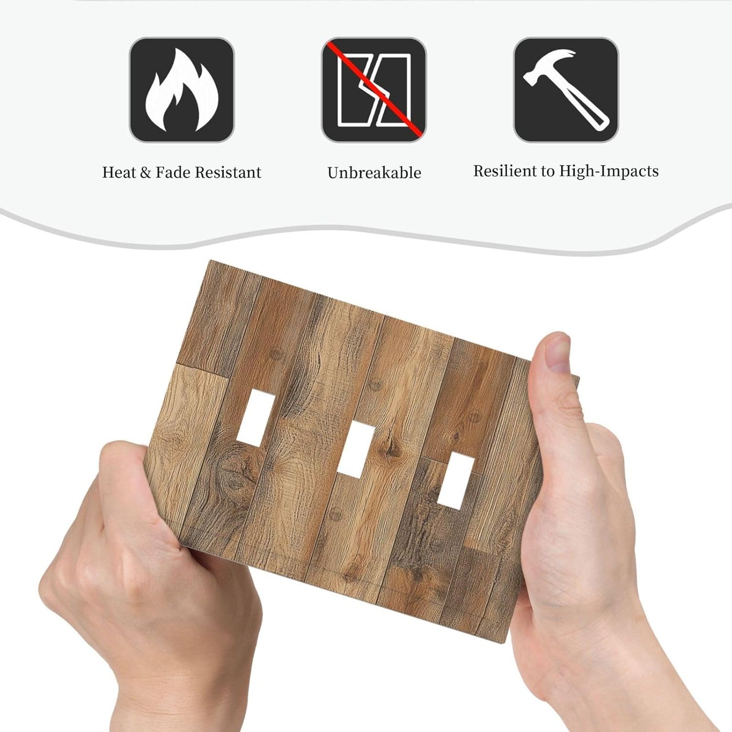 Decorative Switch Plates Retro Rustic Brown Wood Grain 3 Gang Wall Plate Triple Toggle Light Switch Cover Faceplate Electrical Wall Panels For Farmhouse Cabin Decor