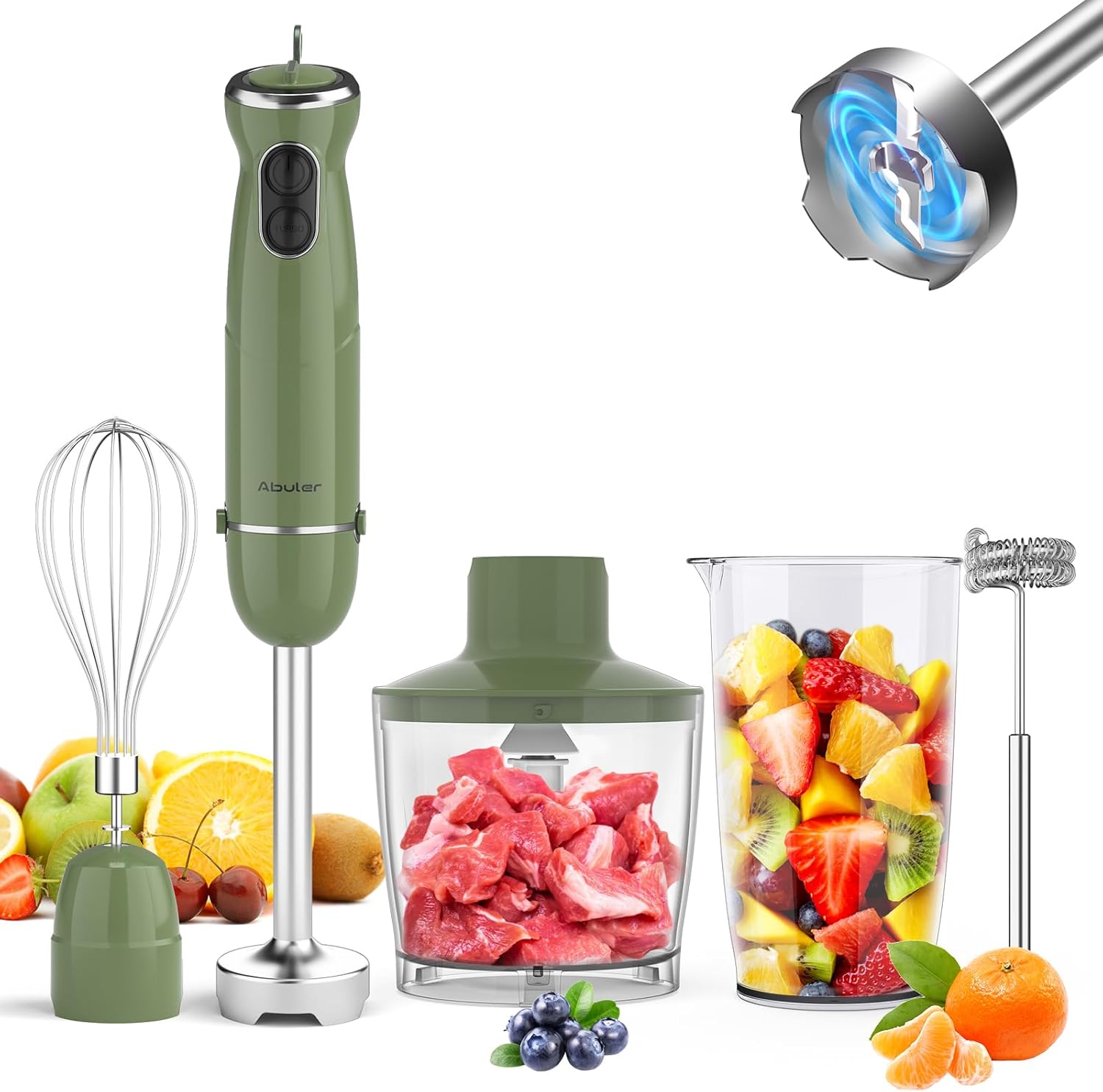 Immersion Blender Handheld 5 in 1 Hand Blender, 1000W Hand Mixer Stick, BPA-Free 12 Speed Handheld