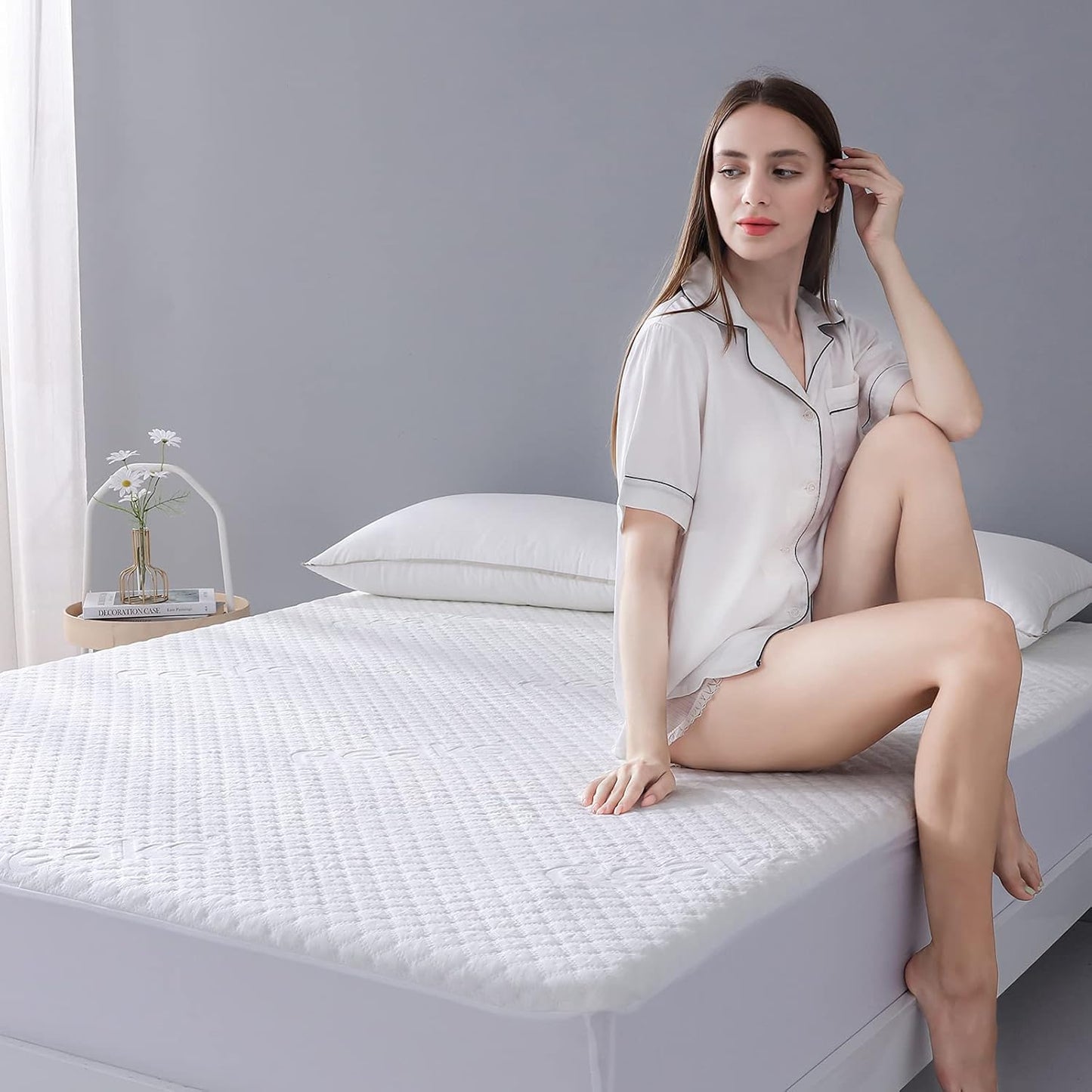 Twin Size Bed Waterproof Mattress Protector Fitted Mattress Pad Cover with Deep Pocket Up to 15''