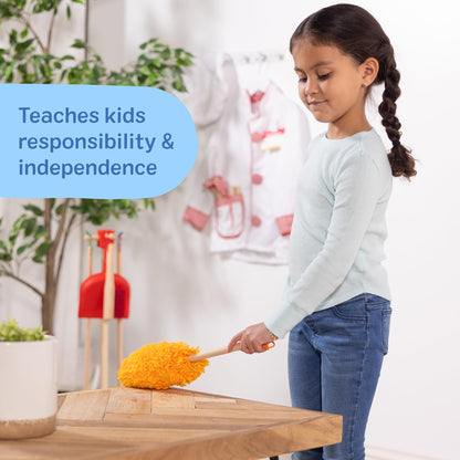 Melissa & Doug Dust Sweep Mop, 6-Pc. Toddler Cleaning Set with Kids Broom & Accessories, Preschool