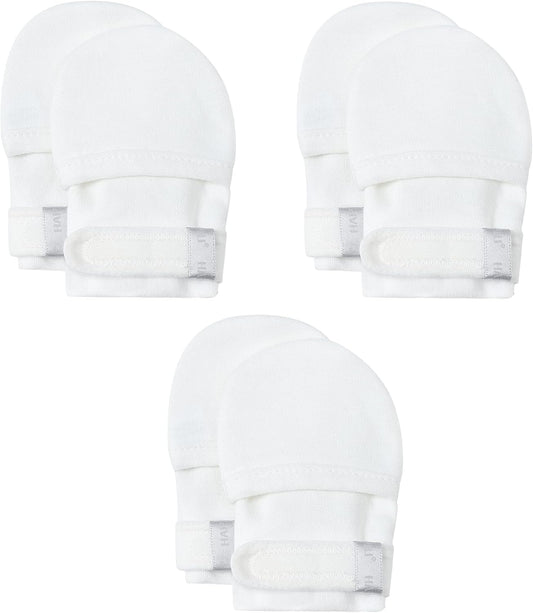 HAPIU Baby No Scratch Mittens Stay On, 100% Cotton Breathable, Adjustable Infant Gloves for Boys Girls, Newborn - 12 M