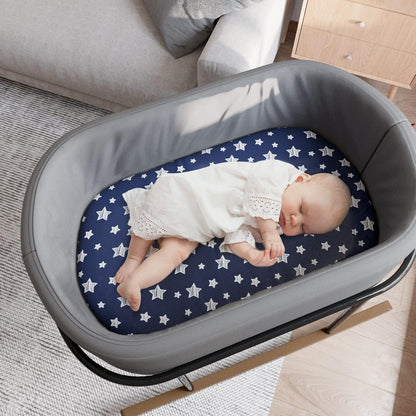 Bassinet Sheets Set 4 Pack for Baby Boy, Universal Fit for Oval, Hourglass and Rectangular