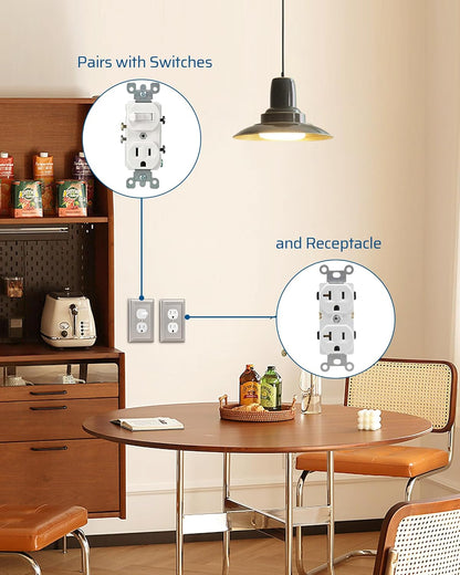 DEWENWILS 4-Pack Duplex Wall Plate, Metal Wall Outlet Cover for Receptacle, Light Switch, Brushed Nickel