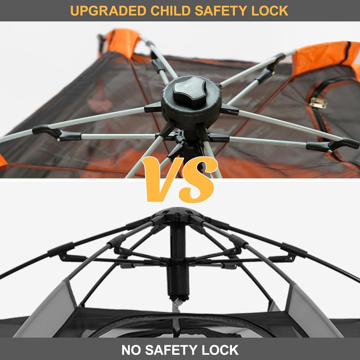 Baby Pop Up Playpen with Canopy, Pop Up Baby Pop Up Tent with Safety Lock, Portable Toddler Play Yard with Travel Bag, 6 Ground Stakes, 6 Sand Stakes