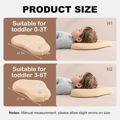 Reidio 1pc Toddler Silicone Pillow Breathable Toddler Pillow with Removable Cotton Pillowcase Kids Pillows for Sleeping Machine Washable (Blue, H1)