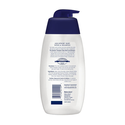 Aquaphor Baby Wash and Shampoo - Mild, Tear-free 2-in-1 Solution for Baby’s Sensitive Skin - 16.9