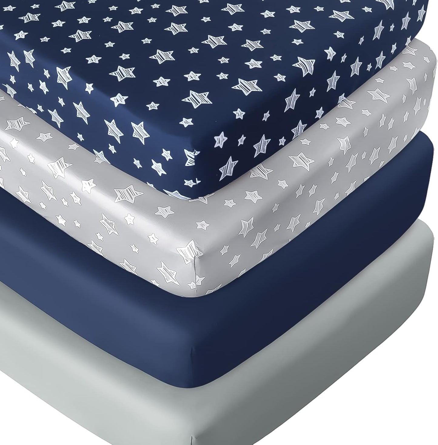 Crib Sheets for Boys or Girls 4 Pack, Fitted Crib Sheet for Standard Size Crib and Toddler
