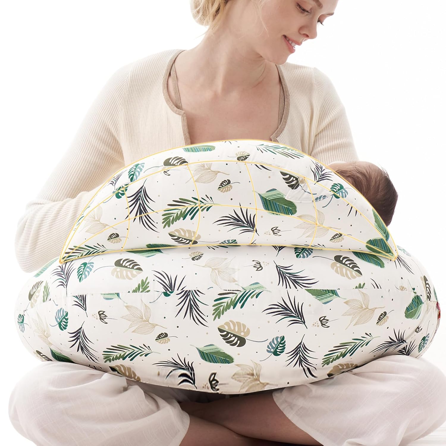 Momcozy Pioneering Safety Fence Nursing Pillow for Breastfeeding- Wider Feeding Pillows for More
