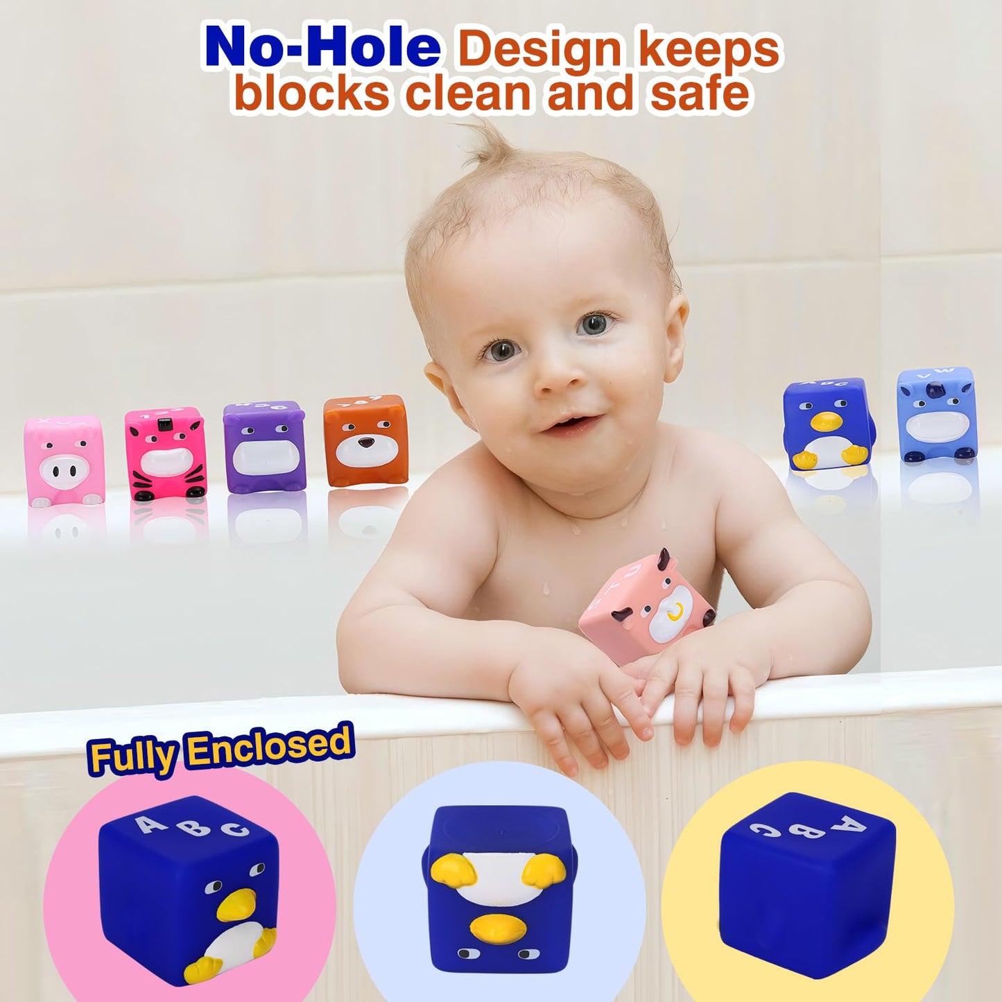 beeqoo Soft Baby Blocks – Stacking & Building Toys for Babies and Toddlers –12 Pcs No Hole Squeeze