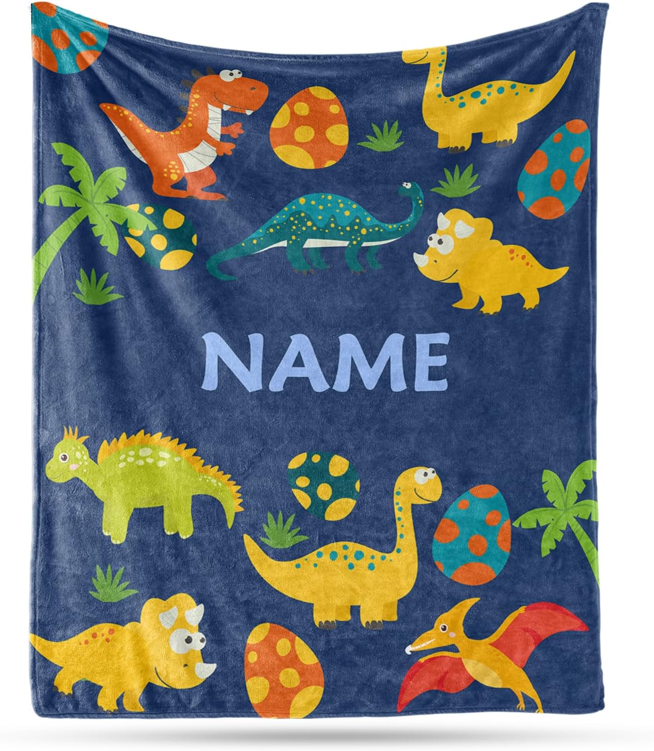 Ship Next Day, Custom Dinosaur Blanket - Printed in USA, Personalized Blankets with Name, Gift for