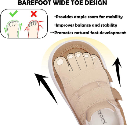 MORENDL Wide Toe Box Shoes Toddler Barefoot Shoes Baby Walking Shoe Boy Girl Non-Slip Zero Drop Minimalist Sneakers Comfort Tennis Outdoor Activities
