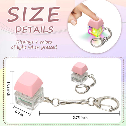 Keyboard Fidget Toys for Adults Keyboard Clicker with LED Light Keychain Fidget Sensory Fun Toys for Anxiety Decompression (Pink, 1P)