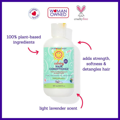 California Baby Calming Hair Conditioner | 100% Plant-Based Kids Conditioner | Rinse-out or Leave